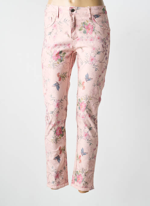 Pantalon slim tissage popeline taille normale rose ONADO femme