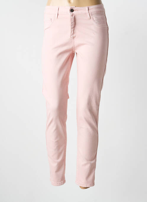 Pantalon slim tissage popeline taille normale rose ONADO femme