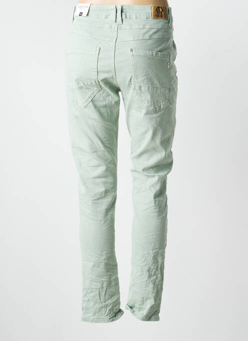 Pantalon slim tissage popeline taille normale vert KAROSTAR femme