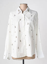 Chemisier coupe droite manches longues blanc PEACE N'LOVE femme