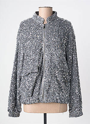 Veste casual col rond gris JS MILLENIUM femme