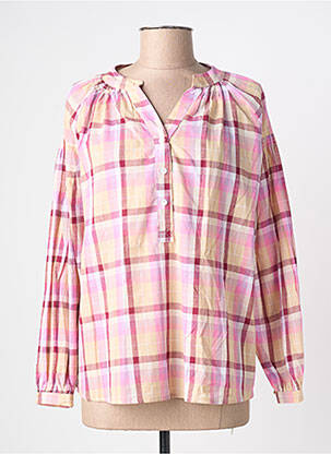 Blouse poignets boutonnés avec fente manches longues rose SEASON femme