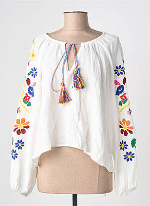 Blouse col rond manches longues blanc JUBYLEE femme