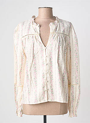 Chemisier imprimé fleurs manches longues beige PEACE N'LOVE femme