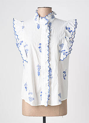 Chemisier manches courtes manches courtes blanc EXQUISS'S femme