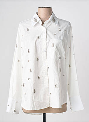 Chemisier coupe droite manches longues blanc PEACE N'LOVE femme