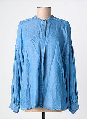 Chemisier coupe droite manches longues bleu AROMA femme