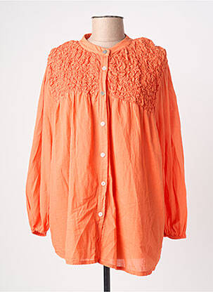 Chemisier coupe droite manches longues orange AROMA femme