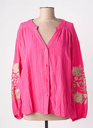 Chemisier coupe droite manches longues rose MAELLE femme