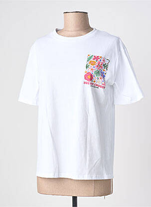 T-shirt sérigraphie floquée manches courtes blanc JS MILLENIUM femme