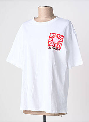 T-shirt sérigraphie floquée manches courtes blanc JS MILLENIUM femme