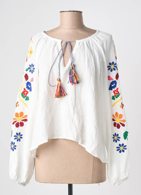 Blouse col rond manches longues blanc JUBYLEE femme