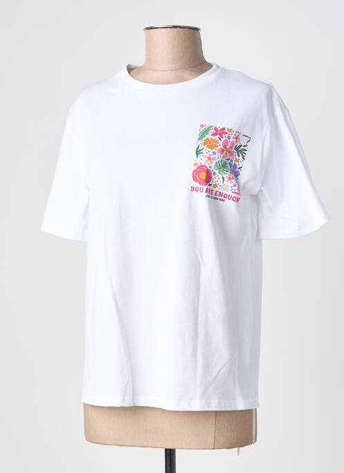 T-shirt sérigraphie floquée manches courtes blanc JS MILLENIUM femme