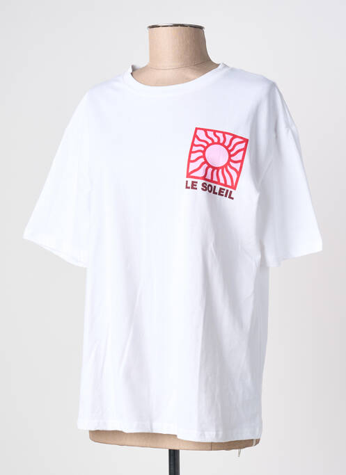 T-shirt sérigraphie floquée manches courtes blanc JS MILLENIUM femme