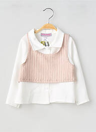 Chemisier tissage popeline manches longues blanc P'TIT MÔME fille