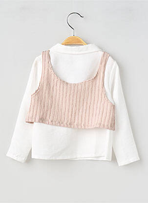 Chemisier tissage popeline manches longues blanc P'TIT MÔME fille
