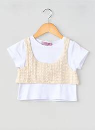 T-shirt coupe droite manches courtes blanc P'TIT MÔME fille