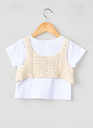 T-shirt coupe droite manches courtes blanc P'TIT MÔME fille
