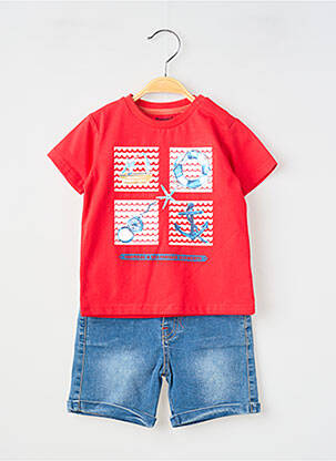 Ensemble short sérigraphie floquée rouge BABY BOL garçon