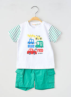 Ensemble short sérigraphie floquée vert BABY BOL garçon