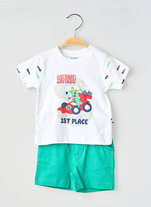 Ensemble short sérigraphie floquée vert BABY BOL garçon
