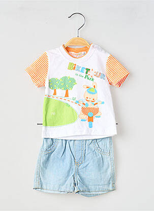 Ensemble short sérigraphie floquée bleu BABY BOL garçon