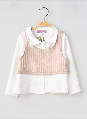 Chemisier tissage popeline manches longues blanc P'TIT MÔME fille