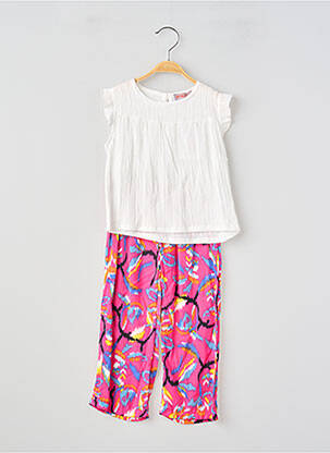 Ensemble pantalon type de haut t-shirt blanc P'TIT MÔME fille