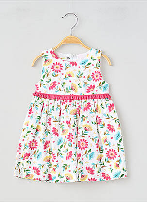 Robe courte tissage popeline sans manche blanc BABY BOL fille