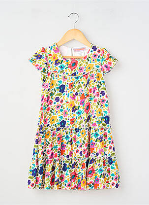 Robe courte tissage popeline manches courtes blanc P'TIT MÔME fille