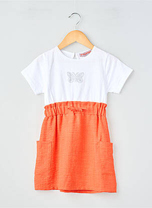 Robe courte manches courtes manches courtes orange P'TIT MÔME fille