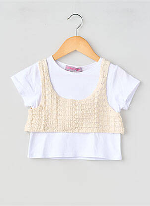 T-shirt coupe droite manches courtes blanc P'TIT MÔME fille