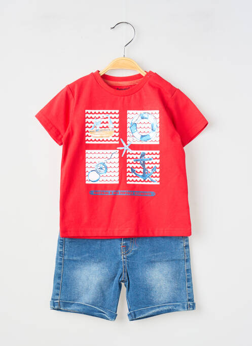Ensemble short taille ajustable rouge BABY BOL garcon