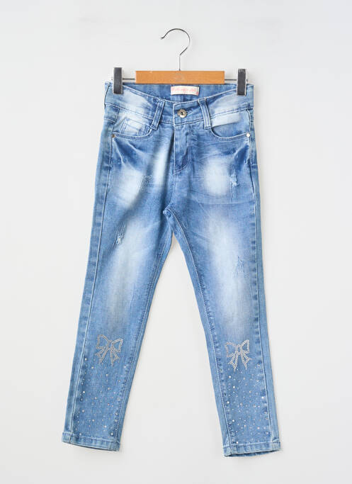 Jeans coupe slim effet usé délavé taille ajustable bleu MAGIC GIRL fille