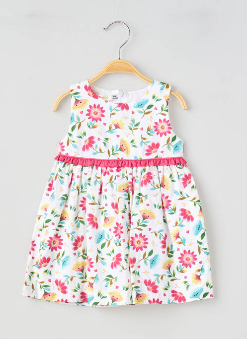Robe courte tissage popeline sans manche blanc BABY BOL fille