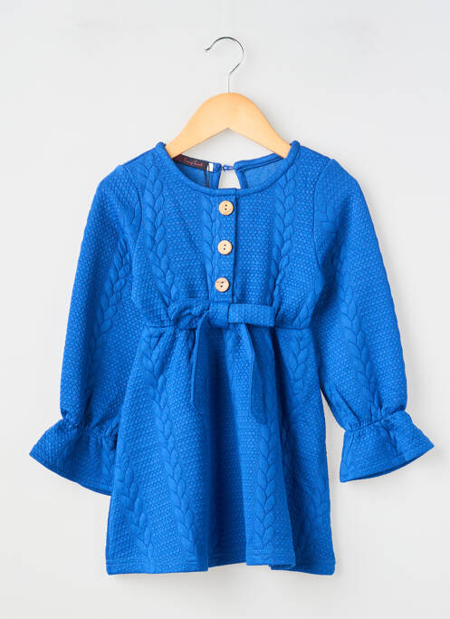 Robe courte maille fine manches longues bleu FANNY LOOK fille