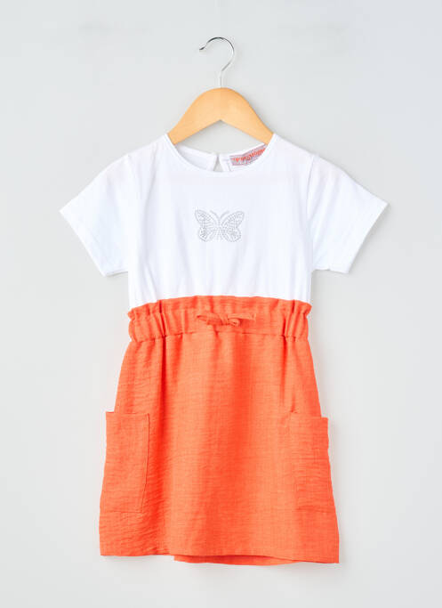 Robe courte manches courtes manches courtes orange P'TIT MÔME fille