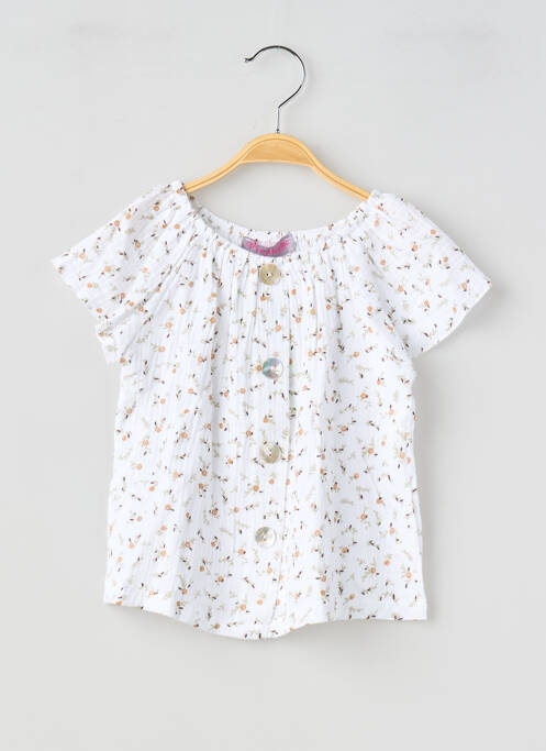 Top imprimé fantaisie manches courtes blanc P'TIT MÔME fille