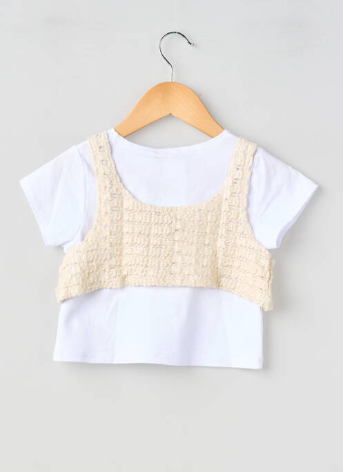 T-shirt coupe droite manches courtes blanc P'TIT MÔME fille