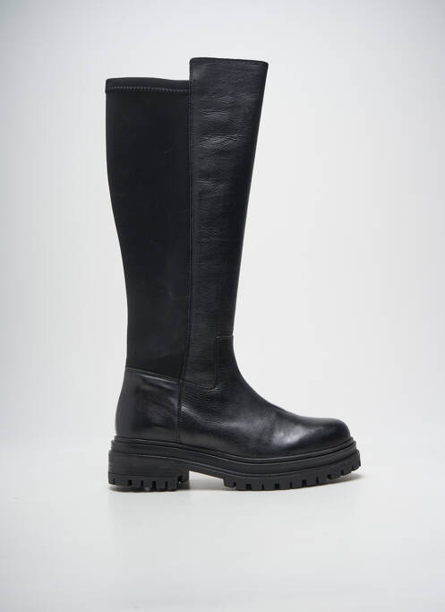 Bottes tissage satiné talon de 4 à 6cm noir REQINS femme