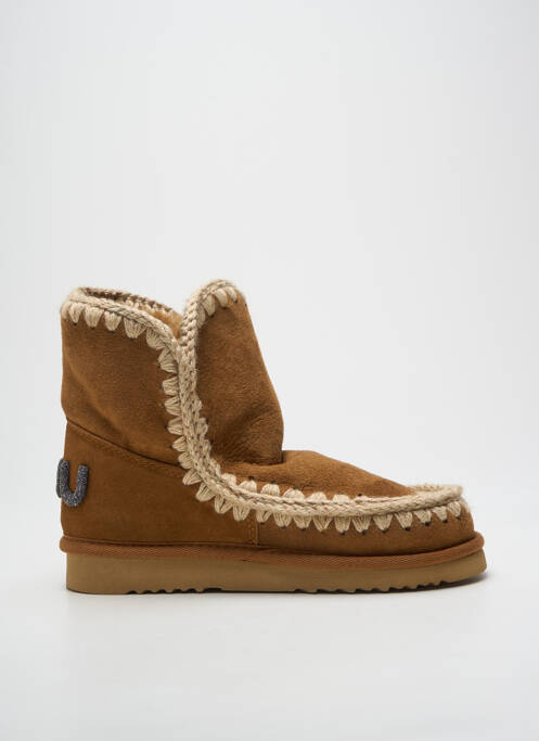 Bottines/boots tissage satiné talon plat jusqu'à 3cm marron MOU femme