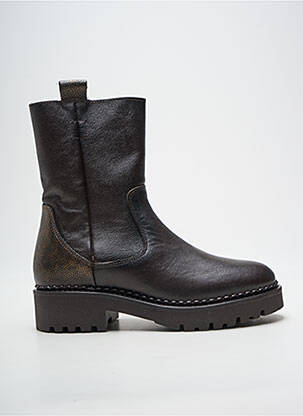 Bottines/boots tissage satiné talon de 4 à 6cm marron COCO ET ABRICOT femme