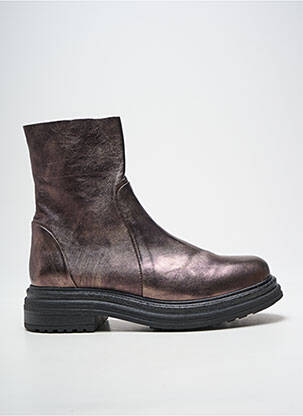 Bottines/boots tissage satiné talon plat jusqu'à 3cm marron ALIWELL femme