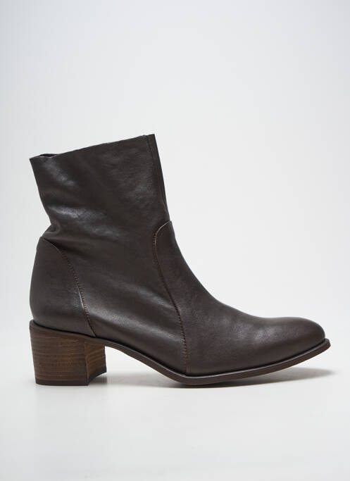 Bottines/boots tissage satiné talon de 4 à 6cm marron ALIWELL femme
