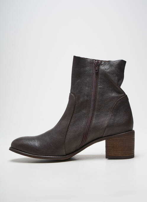 Bottines/boots tissage satiné talon de 4 à 6cm marron ALIWELL femme