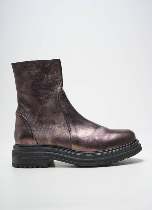 Bottines/boots tissage satiné talon plat jusqu'à 3cm marron ALIWELL femme