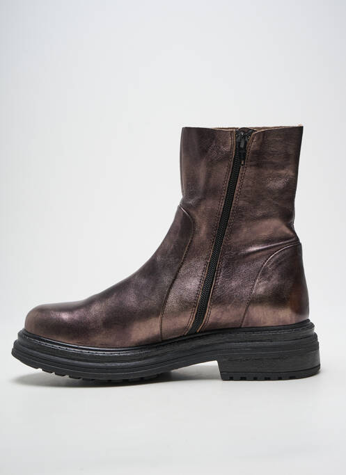 Bottines/boots tissage satiné talon plat jusqu'à 3cm marron ALIWELL femme