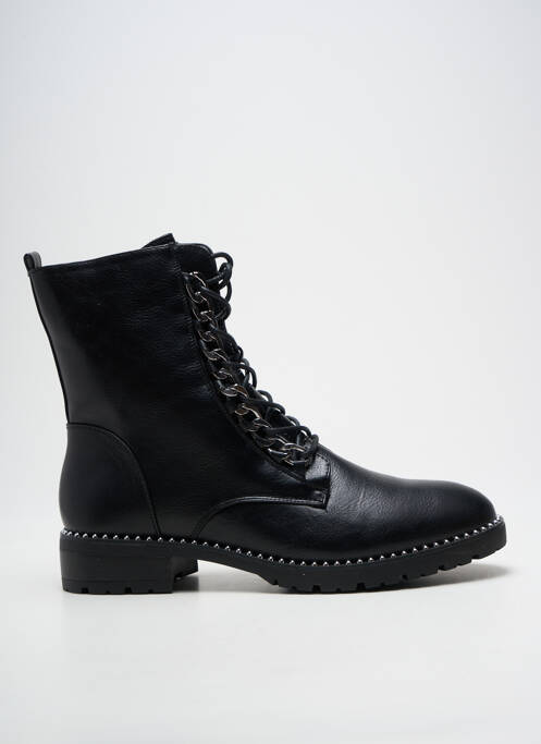 Bottines/boots tissage satiné talon plat jusqu'à 3cm noir THE DIVINE FACTORY femme