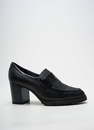 Mocassins tissage satiné talon de 7 à 9cm noir GEO-REINO femme