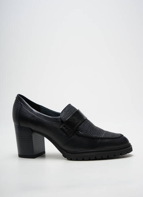 Mocassins tissage satiné talon de 7 à 9cm noir GEO-REINO femme